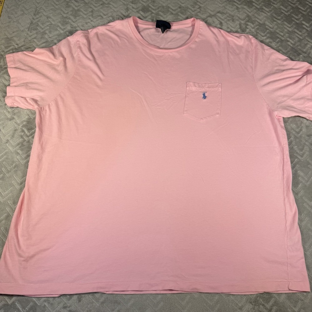 Vintage Polo Ralph Lauren T Shirt XXL Pink Crew Neck Tee Cotton Pony Logo Y2K